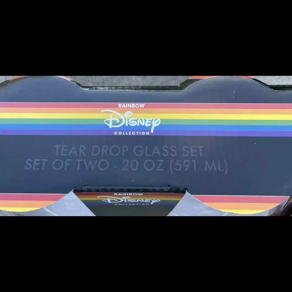 Disney Rainbow Pride Minnie Mouse Stemless Wine Glasses Set of 4 NEW